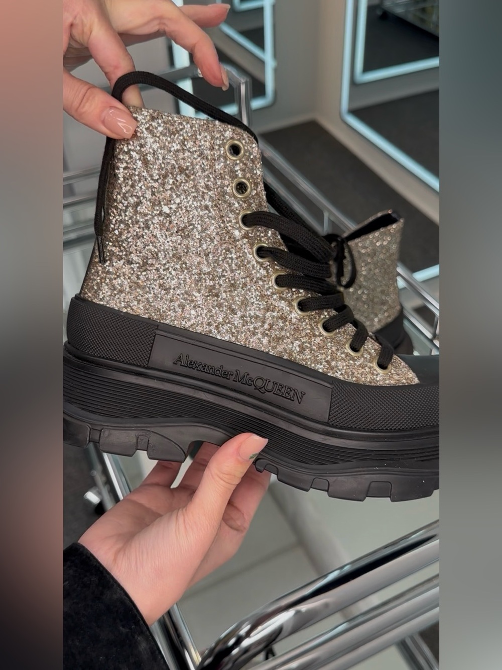Alexander McQueen glitter Combat Boot